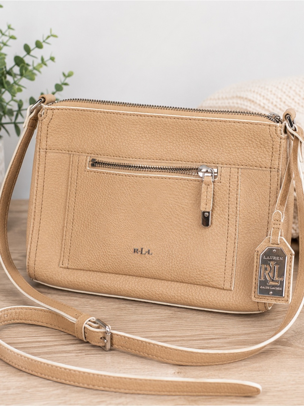 Lauren Ralph Lauren Paley Leigh Tan Crossbody Bag RLL